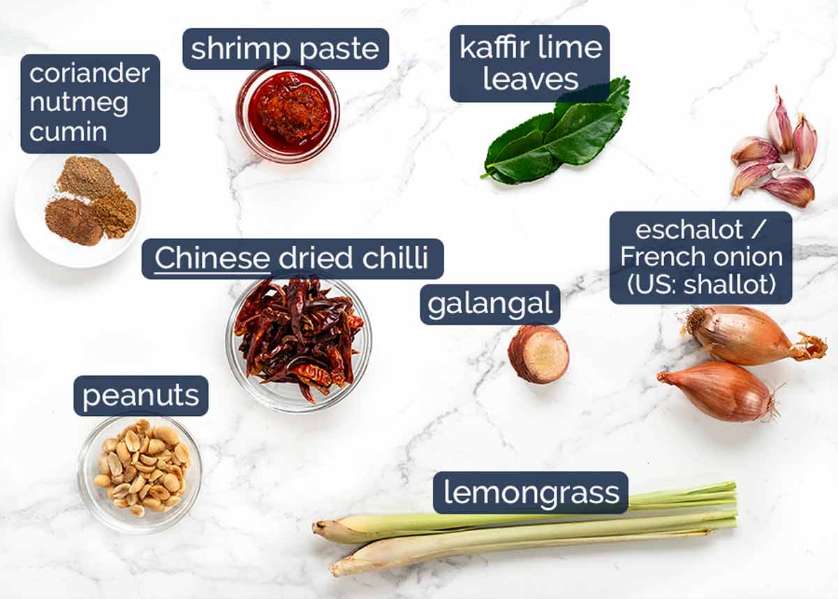 Panang curry ingredients