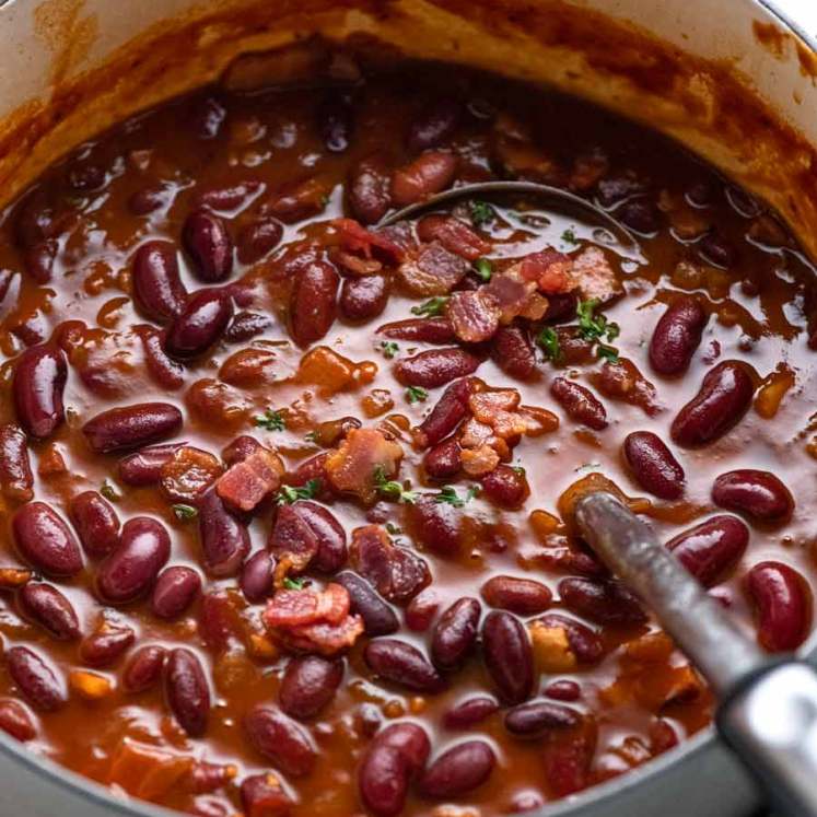 Pot of Southern Baked Beans with Bacon