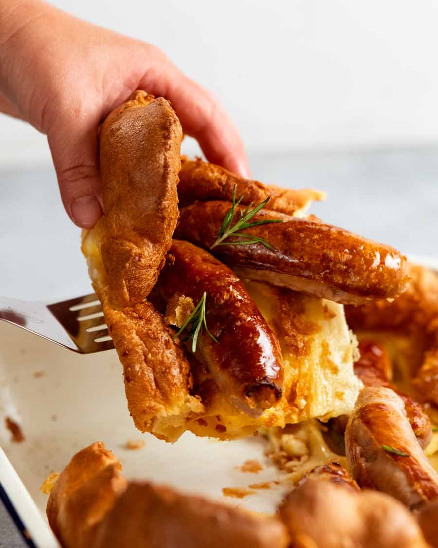 Serving Toad in the hole